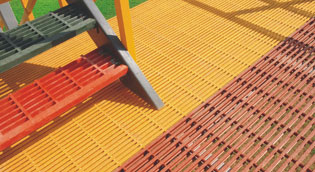 pultruded fiberglass grating with molded stair treads